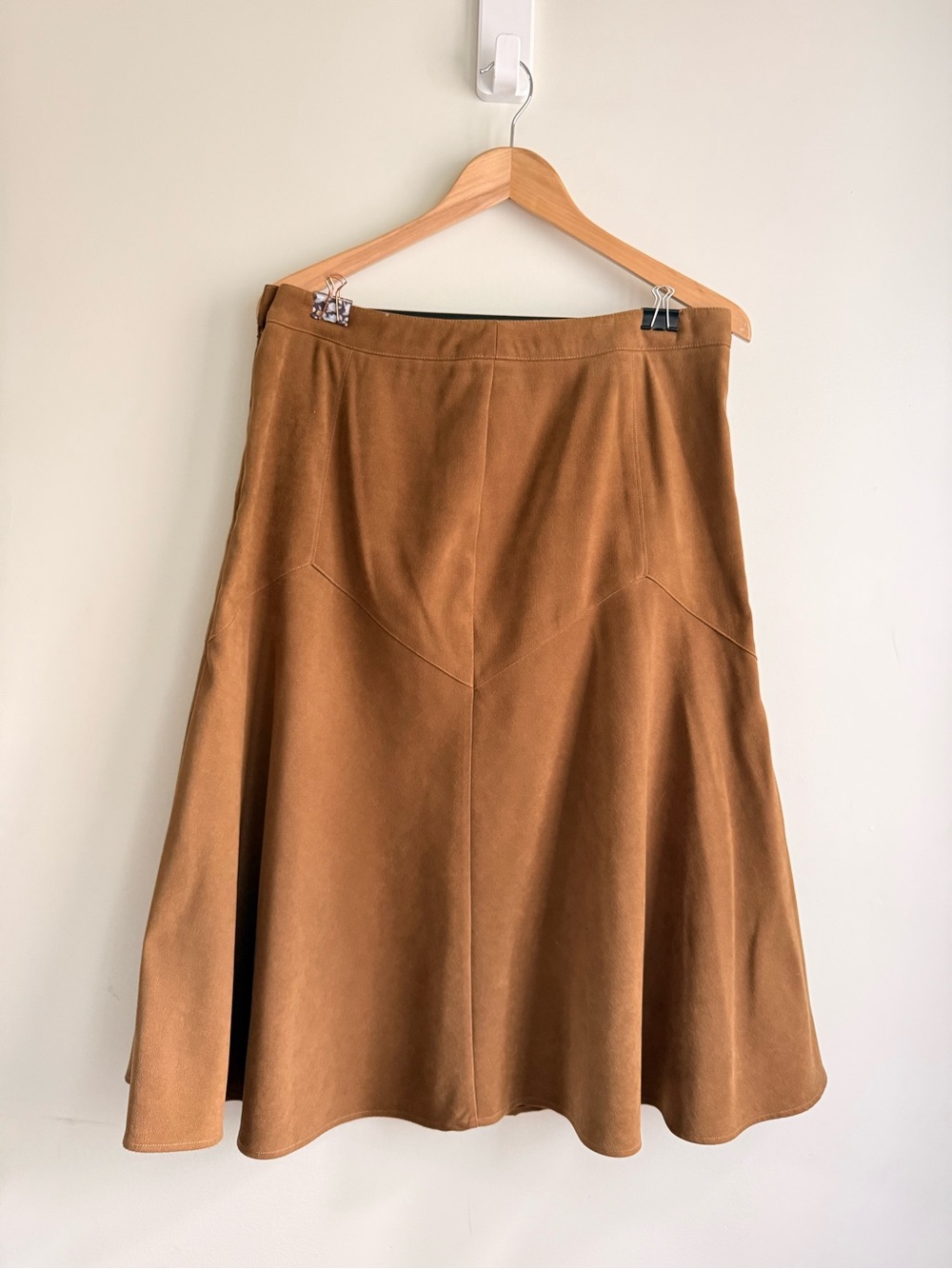 dressbarn Camel A-Line Suede-Look Skirt